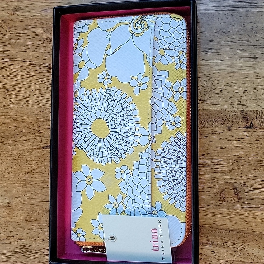 Trina Turk Floral Women's Wallet - Yellow and White NWT
